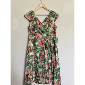 Talbots Floral Watercolor Sheath Dress Sleeveless Pink Green Size 6